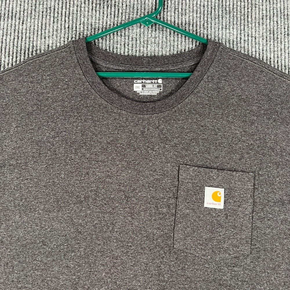 Carhartt Shirt Mens 2XL XXL Gray Short Sleeve Loose‎ Fit Pocket Workwear Casual